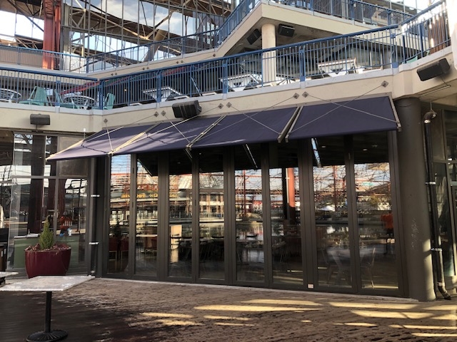 Slope Fabric Awning with Hanger Rod Arms