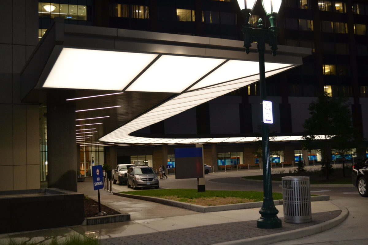 Unique Lighted Entrance Canopy